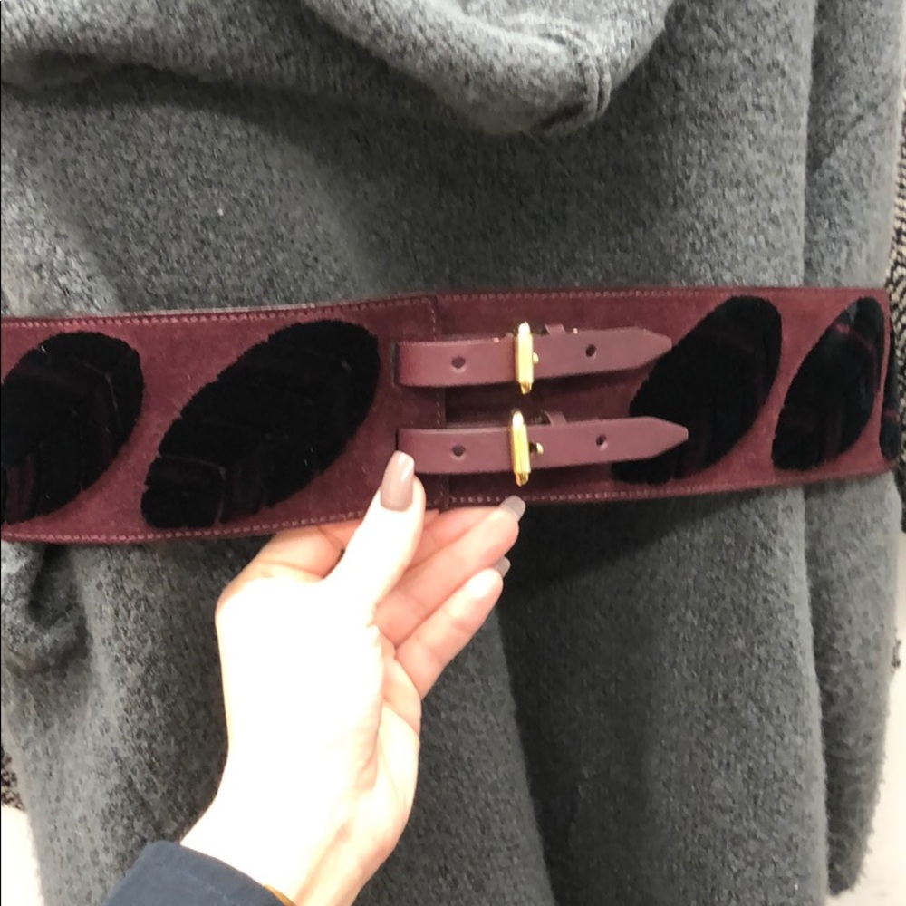 Burberry wide belt maroon and black, size 36